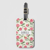 Schöne rosa cremefarbene Rosen Blumen Gepäckanhänger (Vorderseite Vertikal)