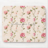 Schöne rosa cremefarbene Rosen Blumen Mousepad (Vorne)