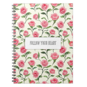 Schöne rosa cremefarbene Rosen Blumen Notizblock