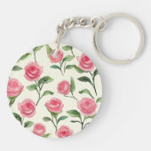 Schöne rosa cremefarbene Rosen Blumenliebe Schlüsselanhänger (Rückseite)