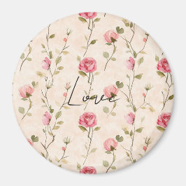 Schöne rosa cremefarbene Rosen Blumige Liebe Magnet