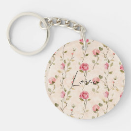Schöne rosa cremefarbene Rosen Blumige Liebe Schlüsselanhänger