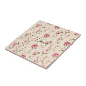 Schöne rosa cremefarbene Rosen Floral Brautparty Fliese (Seite)