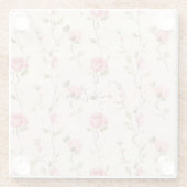 Schöne rosa cremefarbene Rosen Floral Hochzeitsdus Glasuntersetzer (Rückseite)