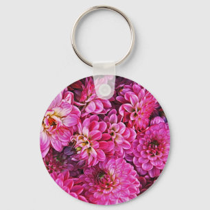 Schöne rosa Dahlien Schlüsselanhänger