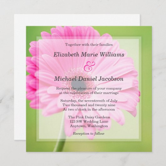 Schöne Rosa Daisy Hochzeit Einladungen (Vorne/Hinten)