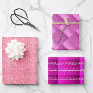 Schöne rosa falsche Glitter-Geschenkpapierbögen Geschenkpapier Set
