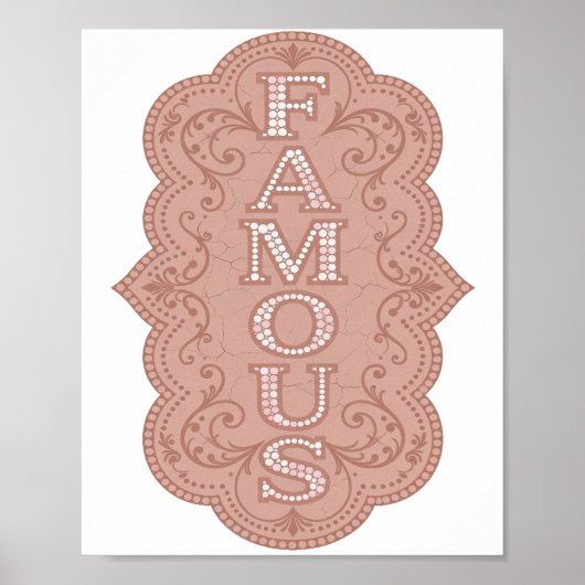 Schöne rosa FAMOUS Design Poster (Vorne)