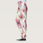 Schöne Rosa Farbe mit Blumenmuster der Rose Leggings (Links)