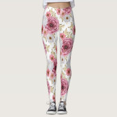 Schöne Rosa Farbe mit Blumenmuster der Rose Leggings (Vorderseite)