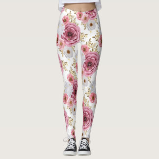 Schöne Rosa Farbe mit Blumenmuster der Rose Leggings