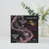 Schöne rosa Feier Weihnachten Party Spaß Einladung (Stehend Vorderseite)