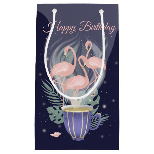 Schöne rosa Flamingo Exotic Tee Time Kleine Geschenktüte (Vorderseite)