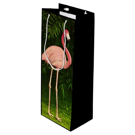 Schöne rosa Flamingo Geschenktüte Für Weinflaschen (Vorderseite Schrägansicht)