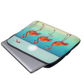 Schöne rosa Flamingos am Strand Laptopschutzhülle (Vorne Knopf)