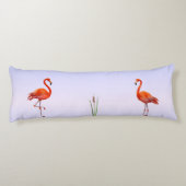 Schöne rosa Flamingos auf Light Blue Shades Seitenschläferkissen (Rückseite)