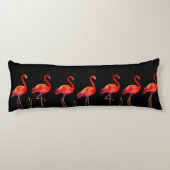 Schöne rosa Flamingos auf schwarz Seitenschläferkissen (Rückseite)