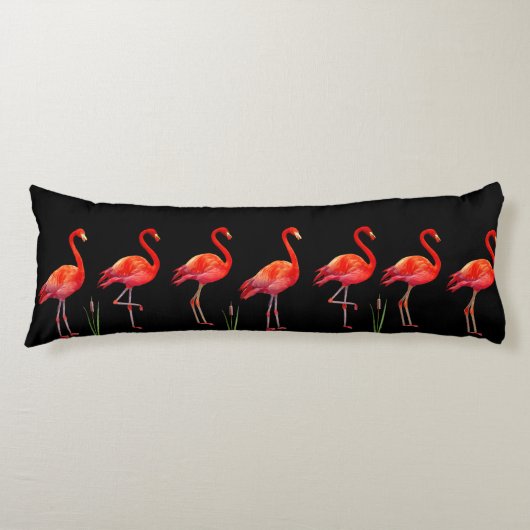 Schöne rosa Flamingos auf schwarz Seitenschläferkissen (Vorderseite)