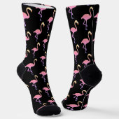 Schöne rosa Flamingos auf schwarzer Crew Socken (Gewinkelt)