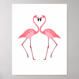 Schöne rosa Flamingos-Liebe Poster