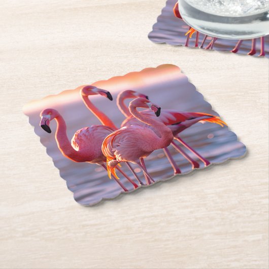 Schöne rosa Flamingos tropisch Untersetzer (angewinkelt)