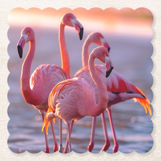 Schöne rosa Flamingos tropisch Untersetzer (Vorderseite)