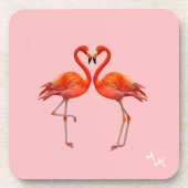 Schöne rosa Flamingos und Monogramm auf hellrosa Getränkeuntersetzer (Vorderseite)