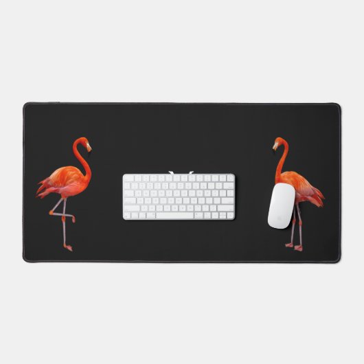 Schöne rosa Flamingos und Monogramm Schreibtischunterlage (Tastatur & Maus)