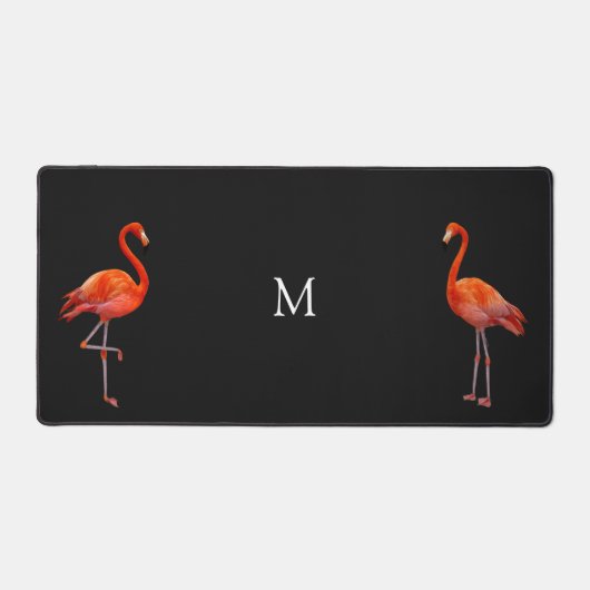 Schöne rosa Flamingos und Monogramm Schreibtischunterlage (Vorderseite)
