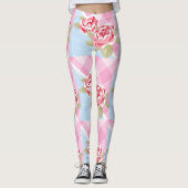 Schöne rosa Flora Leggings (Vorderseite)