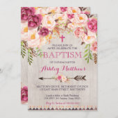 Schöne rosa Floral BAPTISM Einladung (Vorne/Hinten)