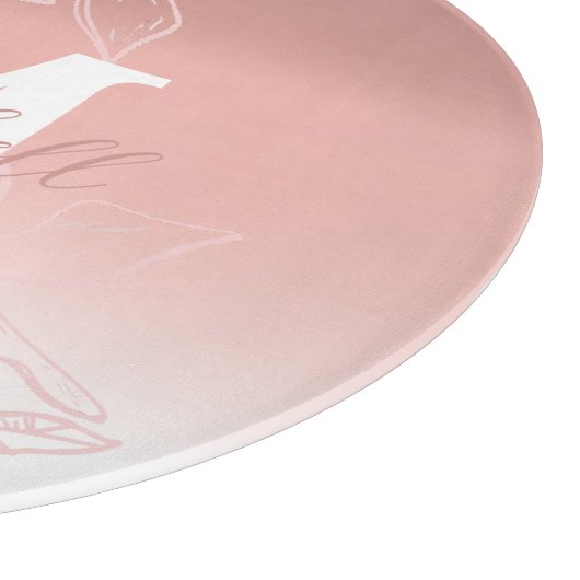Schöne rosa Floral Monogramm Schneidebrett (Ecke)