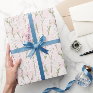 Schöne rosa florale Geburtstagsfeier Geschenkpapier