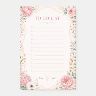 Schöne rosa florale To-Do-Liste Post-it-Notizen Post-it Klebezettel