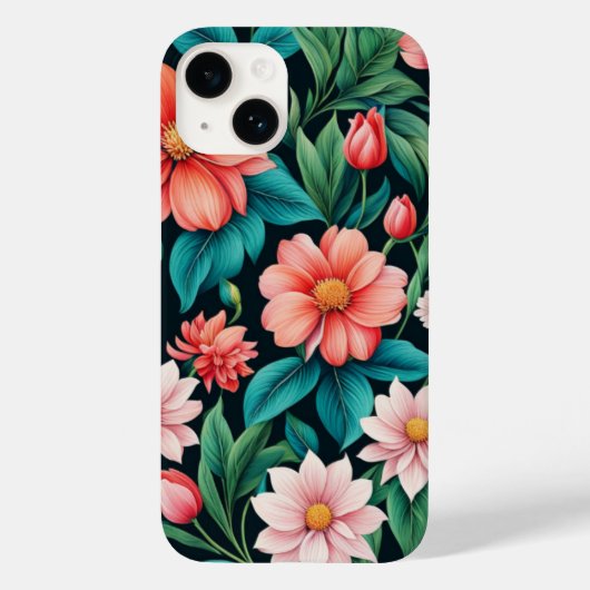 Schöne Rosa Frühlingsblumen & Grüne Blätter Vivid Case-Mate iPhone Hülle (Rückseite)