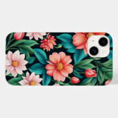 Schöne Rosa Frühlingsblumen & Grüne Blätter Vivid Case-Mate iPhone Hülle (Rückseite (Horizontal))