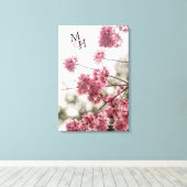 Schöne Rosa Frühlingsblumen Monogramm Leinwanddruck (Insitu (Holzboden))