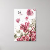 Schöne Rosa Frühlingsblumen Monogramm Leinwanddruck (Vorderseite)
