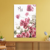 Schöne Rosa Frühlingsblumen Monogramm Leinwanddruck (Insitu (Wohnzimmer))