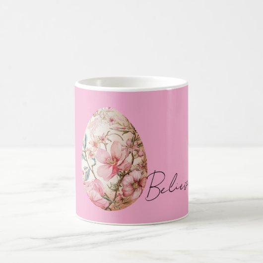 Schöne rosa Frühlingsblumen Osterei Kaffeetasse (Mittel)