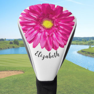 Schöne rosa Gänseblümchen-Blume mit individuellem Golf Headcover