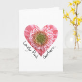 Schöne rosa Gerbera - Herzform  Karte (Gelbe Blume)