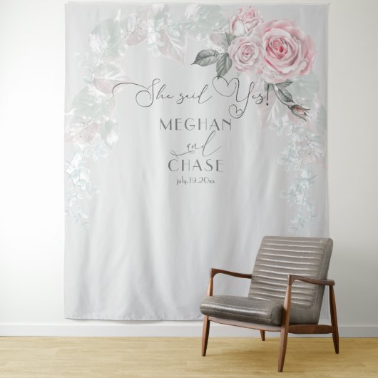 Schöne, rosa gestrichene Rosen Prop BarefootBride™ Wandteppich (Beispiel)