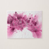 Schöne rosa grau coole Spritzer Blume Blätter Puzzle (Horizontal)