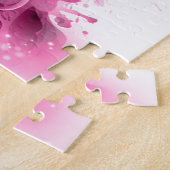 Schöne rosa grau coole Spritzer Blume Blätter Puzzle (Seite)