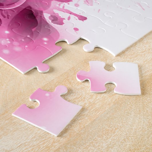 Schöne rosa grau coole Spritzer Blume Blätter Puzzle (Seite)