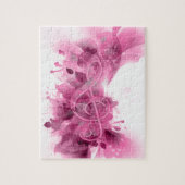 Schöne rosa grau coole Spritzer Blume Blätter Puzzle (Vertikal)