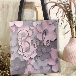 Schöne rosa-graue 3D-Poppies florale Bride Tasche