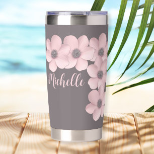 Schöne rosa-graue Pflaumen Thermobecher