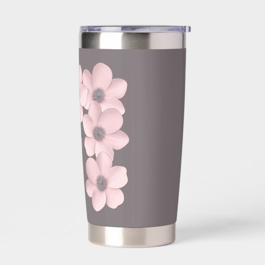 Schöne rosa-graue Pflaumen Thermobecher (Links)